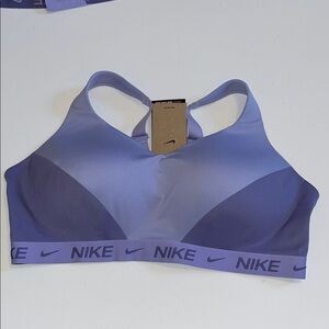 Nike Sports Bra Womens 1X hook & eye pullover Dri-fit purple Indy padded NWT
